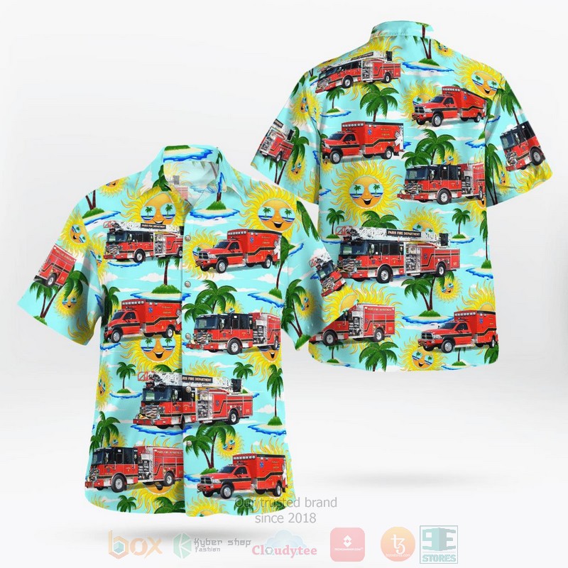 BEST Kentucky, City of Paris Fire Department 3D Aloha Shirt word2
