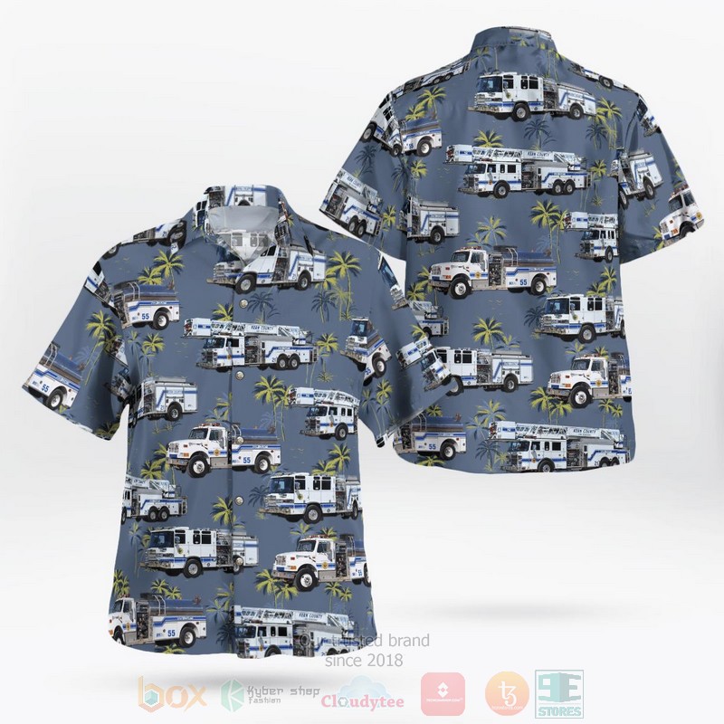 BEST Kern County, California, Kern County Fire Department 3D Aloha Shirt word3