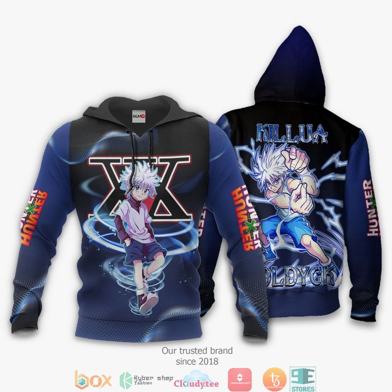 Killua Zoldyck Anime HxH Merch 3d Hoodie, Bomber jacket 3 Killua Zoldyck Anime HxH Merch 3d Hoodie Bomber jacket 1 2