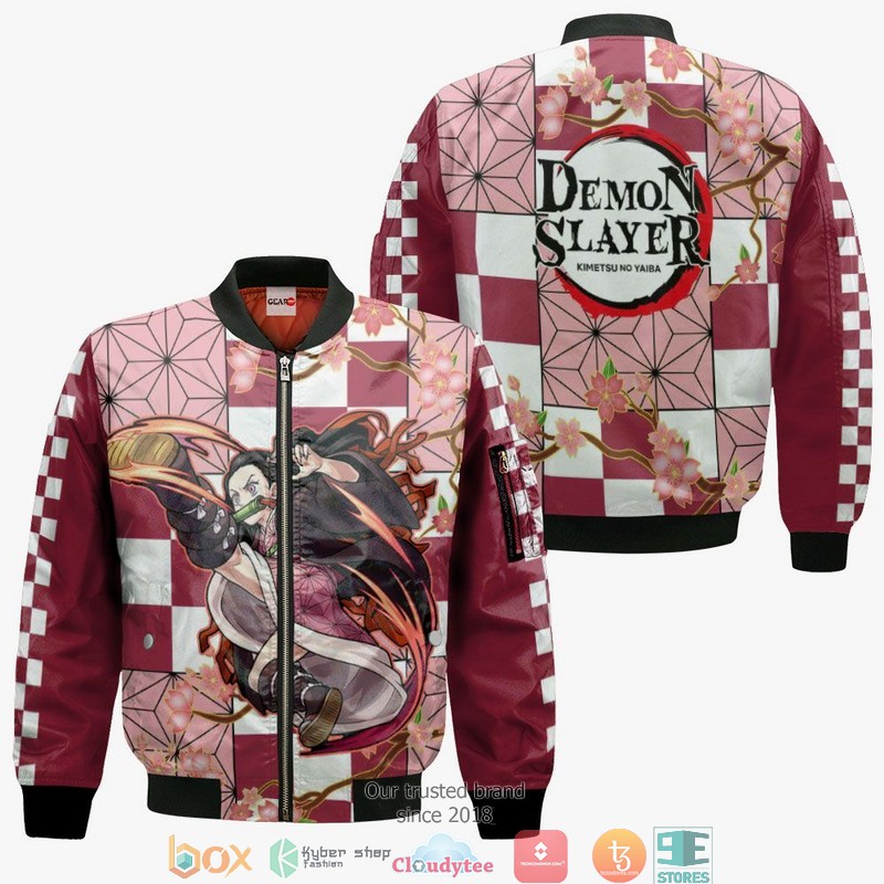 Kimetsu Nezuko Anime 3d Hoodie, Bomber jacket 4 Kimetsu Nezuko Anime 3d Hoodie Bomber jacket 1 2 3