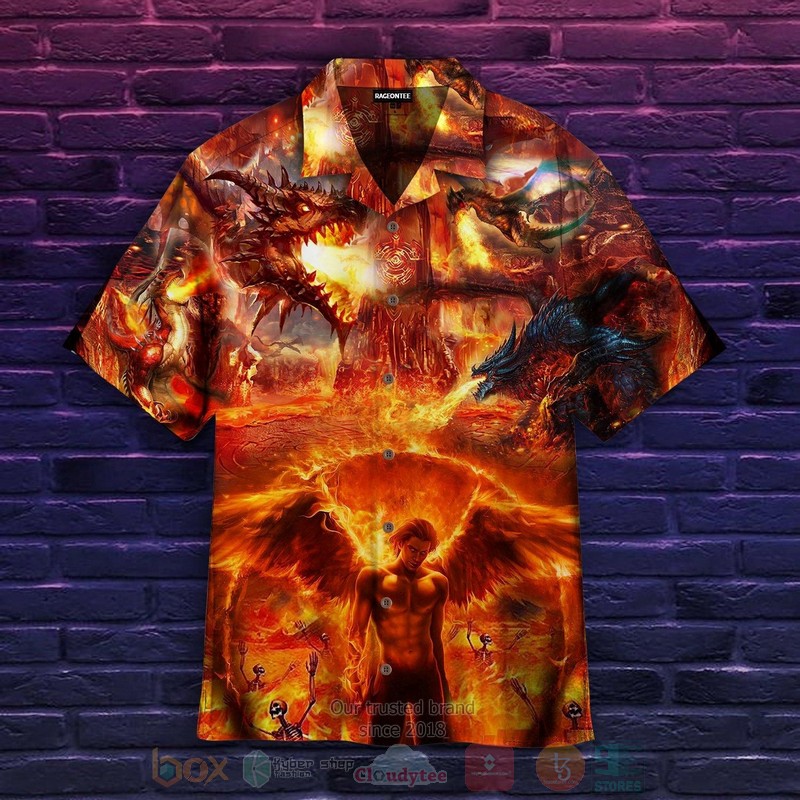 BEST King of Hell Lucifer All Over Print Tropical Shirt 1 King of Hell Lucifer Short Sleeve Hawaiian Shirt