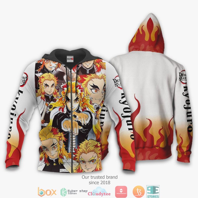 Kyojuro Rengoku Flame Hashira Kimetsu Anime 3d Hoodie Bomber jacket