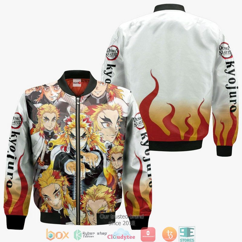Kyojuro Rengoku Flame Hashira Kimetsu Anime 3d Hoodie Bomber jacket 1 2 3
