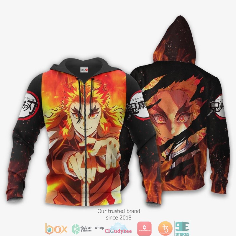 Kyojuro Rengoku Kimetsu Anime 3d Hoodie Bomber jacket
