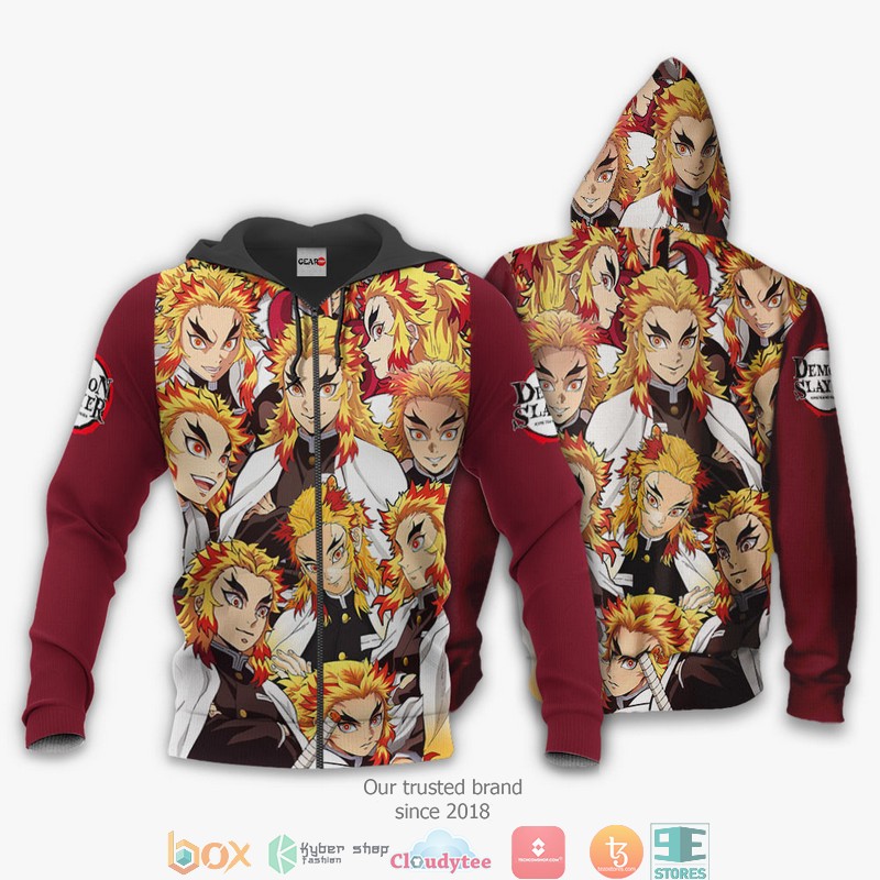 Kyojuro Rengoku Kimetsu Anime Merch 3d Hoodie Bomber jacket