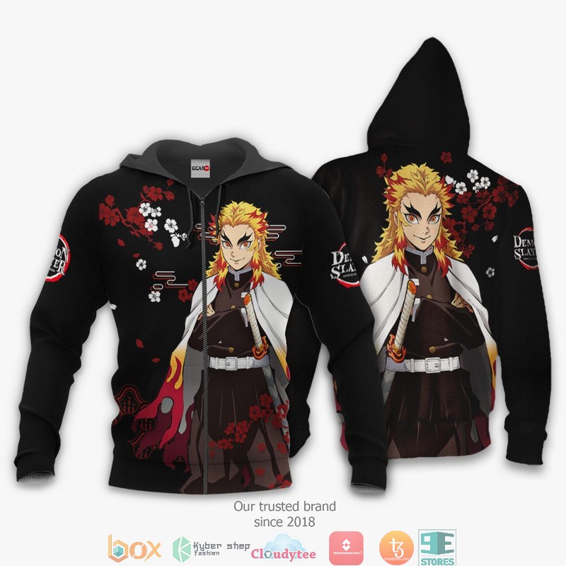 Kyojuro Rengoku Kimetsu Anime Merch Japan 3d Hoodie Bomber jacket