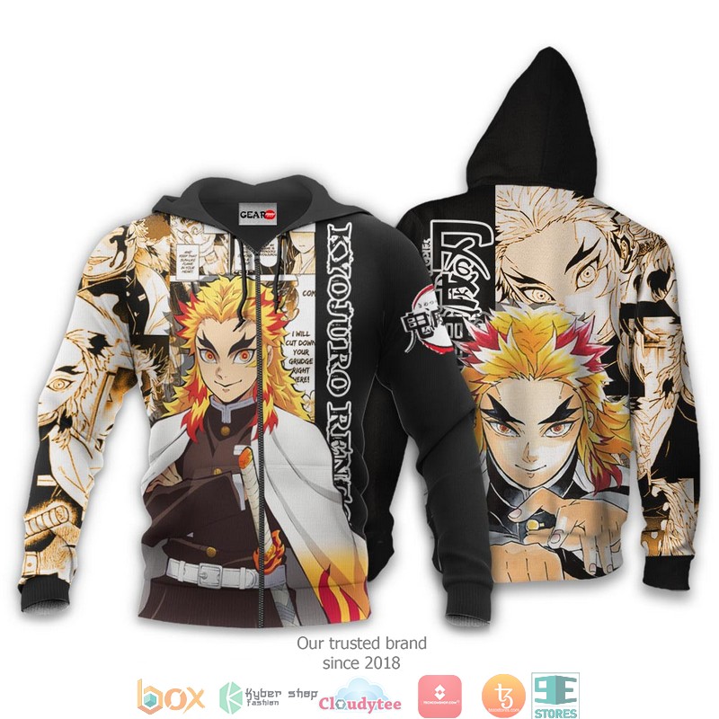 Kyojuro Rengoku Kimetsu Anime Merch Manga 3d Hoodie Bomber jacket