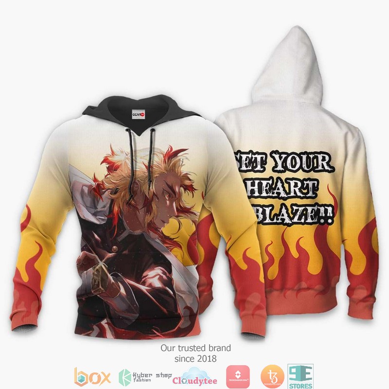 Kyojuro Rengoku Kimetsu Anime White 3d Hoodie, Bomber jacket 3 Kyojuro Rengoku Kimetsu Anime White 3d Hoodie Bomber jacket 1 2