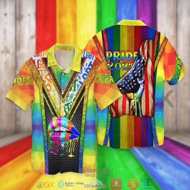 LGBT American Pride 2021 Short Sleeve Hawaiian Shirt 2 LGBT American Pride 2021 Short Sleeve Hawaiian Shirt