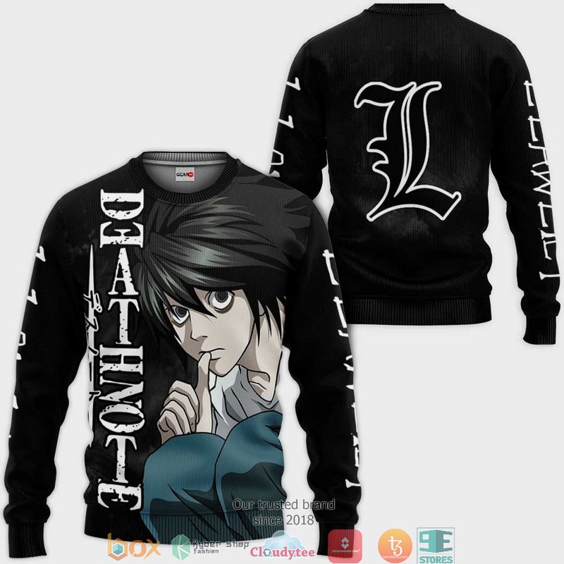 L Lawliet Anime Merch 3d Hoodie, Bomber jacket 2 L Lawliet Anime Merch 3d Hoodie Bomber jacket 1