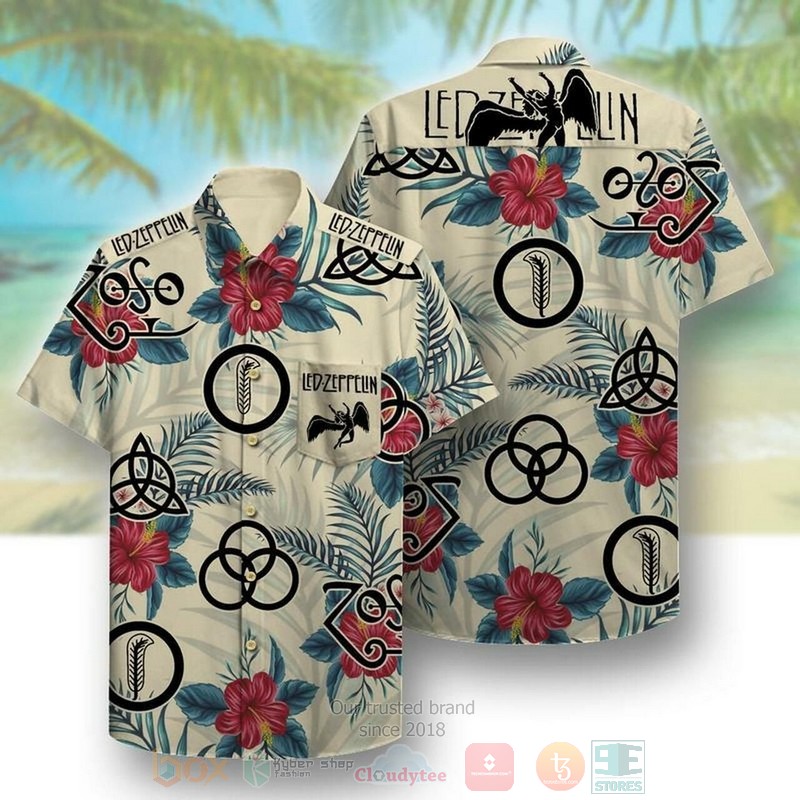 BEST Led Zeppelin All Over Print Tropical Shirt 1 Led Zeppelin Short Sleeve Hawaiian Shirt