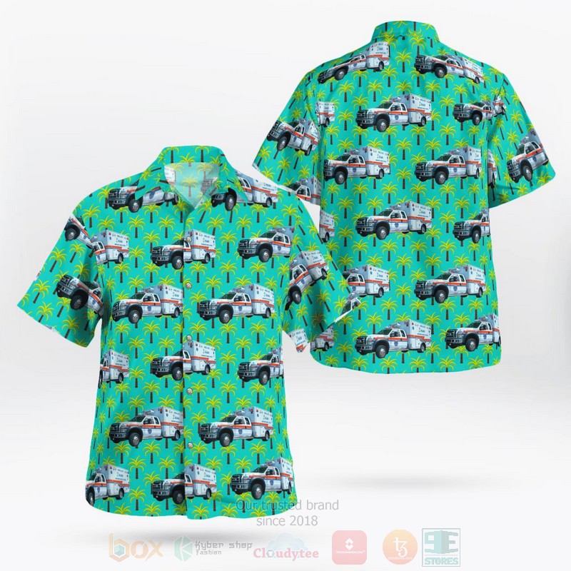 BEST Lee County Emergency Medical Services, Florida Paramedic Unit 3D Aloha Shirt word3