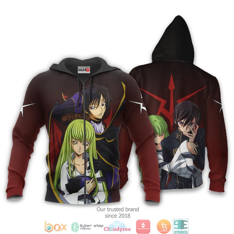 Lelouch and C C Code Geass Anime Merch Valentines 3d Hoodie Bomber jacket