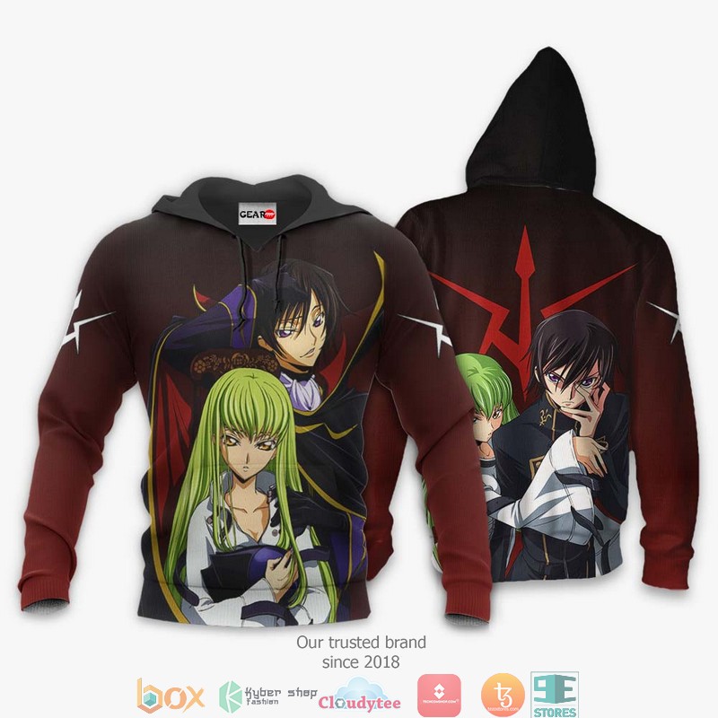 Lelouch and C C Code Geass Anime Merch Valentines 3d Hoodie Bomber jacket 1 2