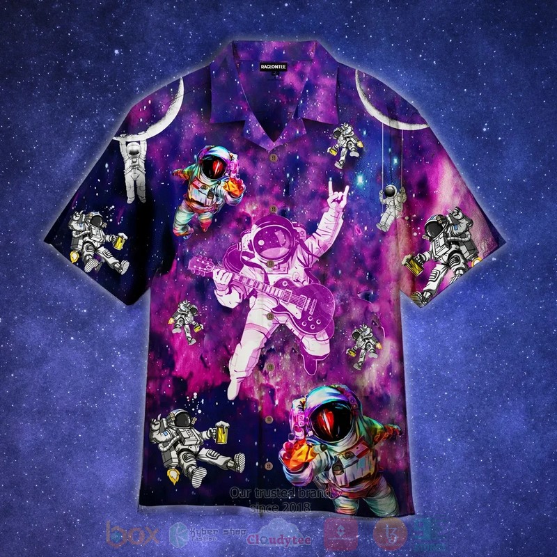 Lets Rock Astronaut Short Sleeve Hawaiian Shirt