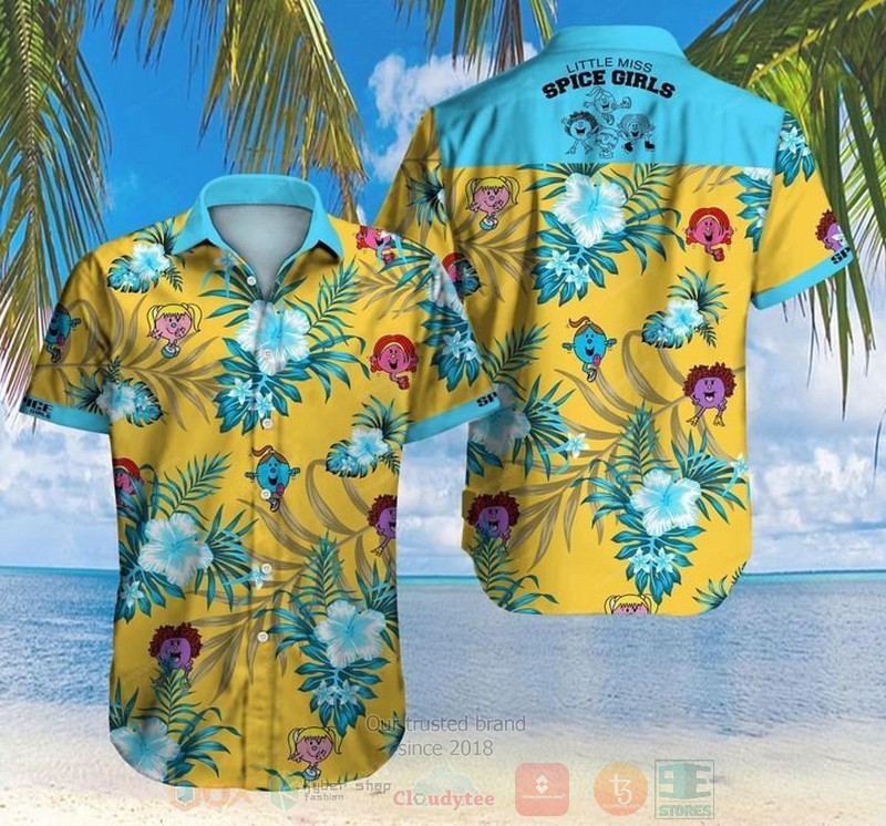 Little Miss Spice Girls Orange Blue Short Sleeve Hawaiian Shirt