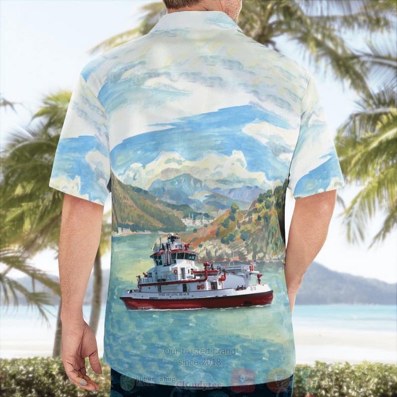 NEW Long Beach California Long Beach Fire Department Fireboat Protector Hawaii Shirt word2