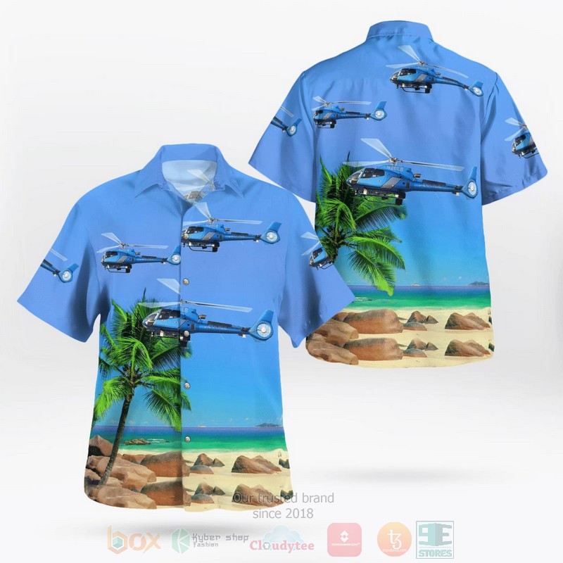 BEST Long Beach Police Department Eurocopter EC-130B-4 AS-350B-4 3D Aloha Shirt word3