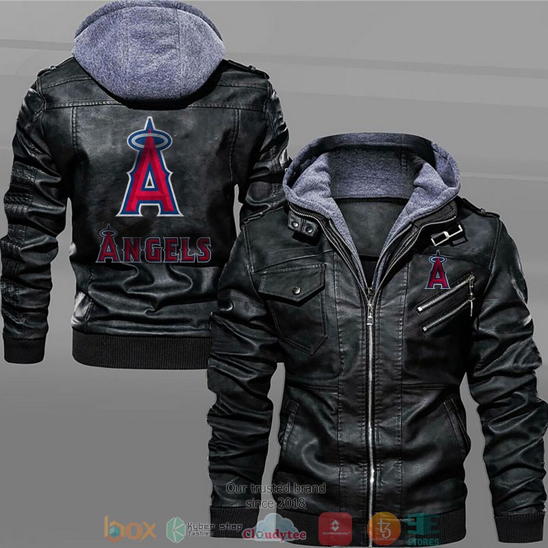 Los Angeles Angels Black Brown Leather Jacket
