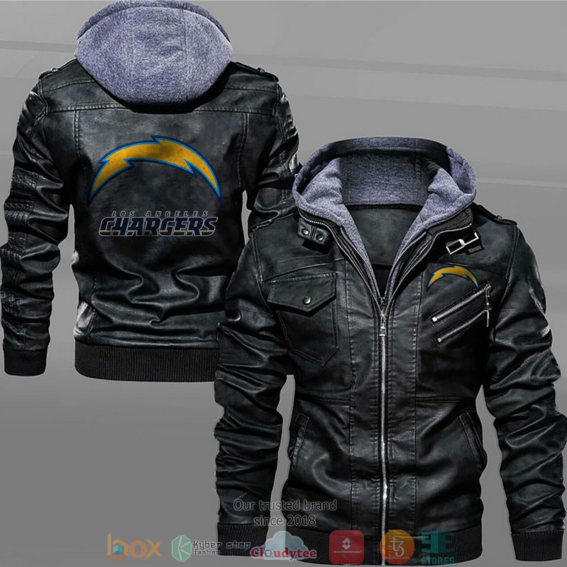 Los Angeles Chargers Black Brown Leather Jacket