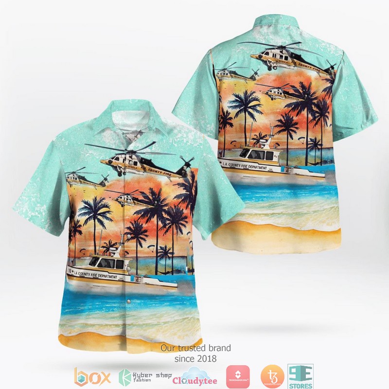 Los Angeles County Fire Department Fireboat Helicopter Hawaii 3D Shirt