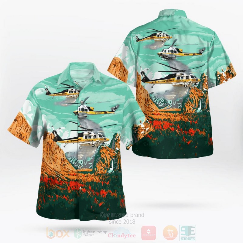 Los Angeles County Fire Department Sikorsky S 70A Firehawk Hawaiian Shirt