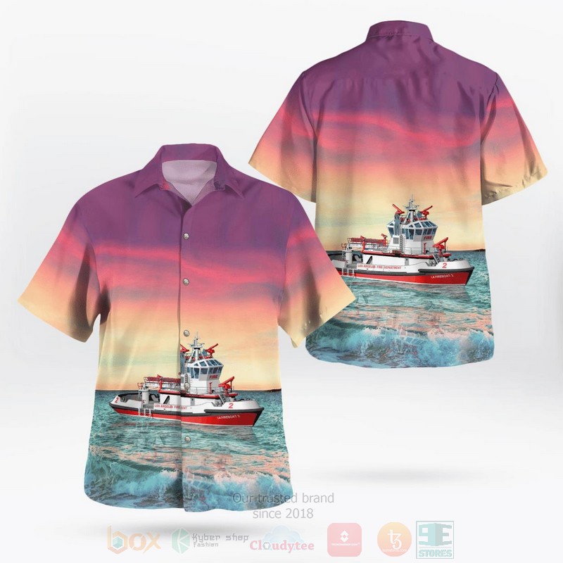 BEST Los Angeles Fire Department LAFD California Warner L. Lawrence 3D Aloha Shirt word2