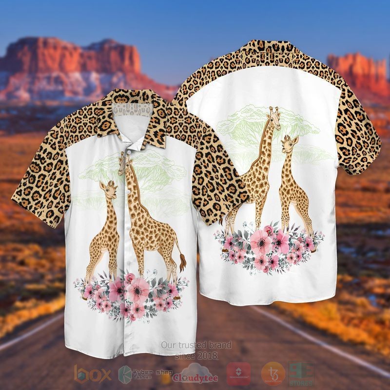 BEST Love Giraffes With Flowers All Over Print Tropical Shirt 3 Love Giraffes With Flowers Short Sleeve Hawaiian Shirt