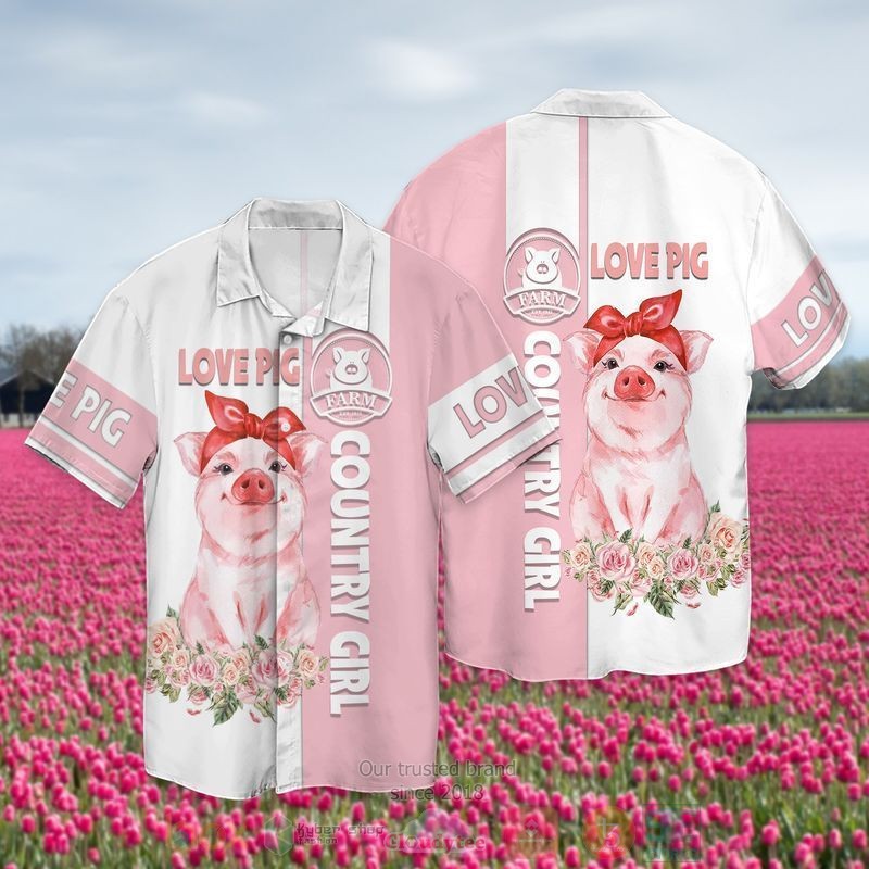 Love Pig Country Girl Short Sleeve Hawaiian Shirt