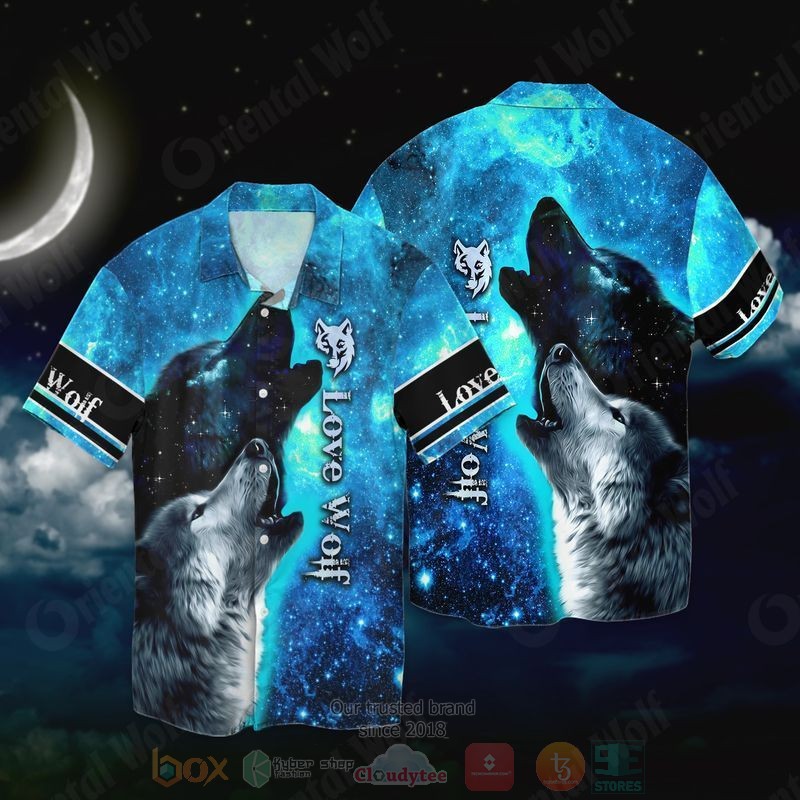 Love Wolf Black And White Short Sleeve Hawaiian Shirt