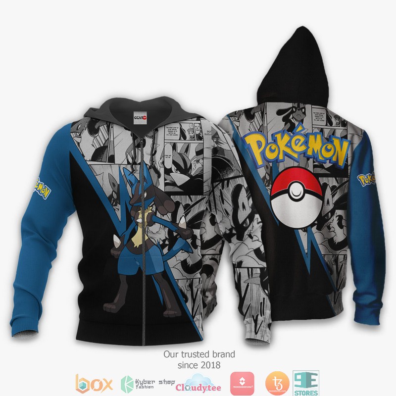 Lucario Anime Pokemon Merch Mix Manga 3d Hoodie Bomber jacket