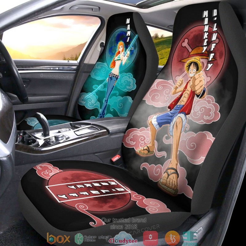 Luffy And Nami One Piece Anime Car Seat Cover 2 Luffy And Nami One Piece Anime Car Seat Cover 1