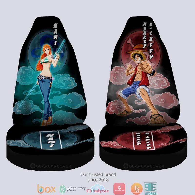 Luffy And Nami One Piece Anime Car Seat Cover 3 Luffy And Nami One Piece Anime Car Seat Cover 1 2