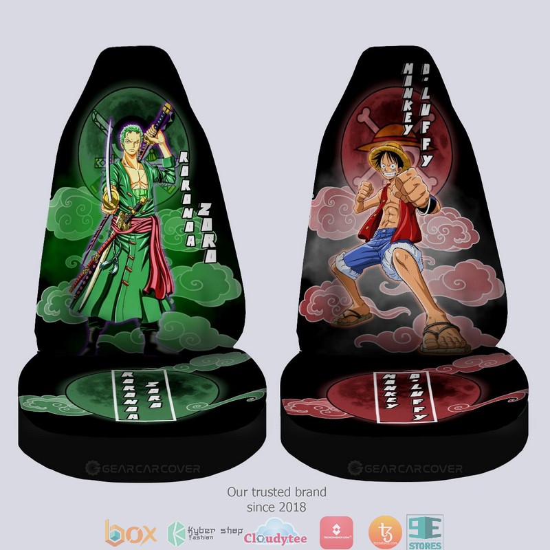 Luffy And Zoro One Piece Anime Car Seat Cover 3 Luffy And Zoro One Piece Anime Car Seat Cover 1 2