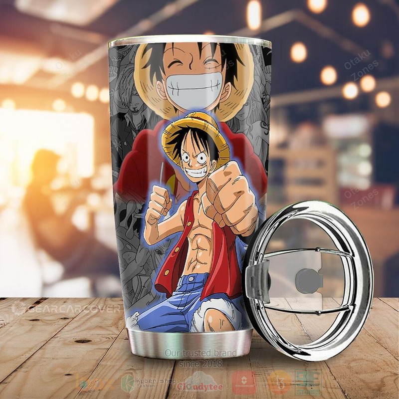 Luffy and Zoro One Piece Grey Anime Tumbler 1