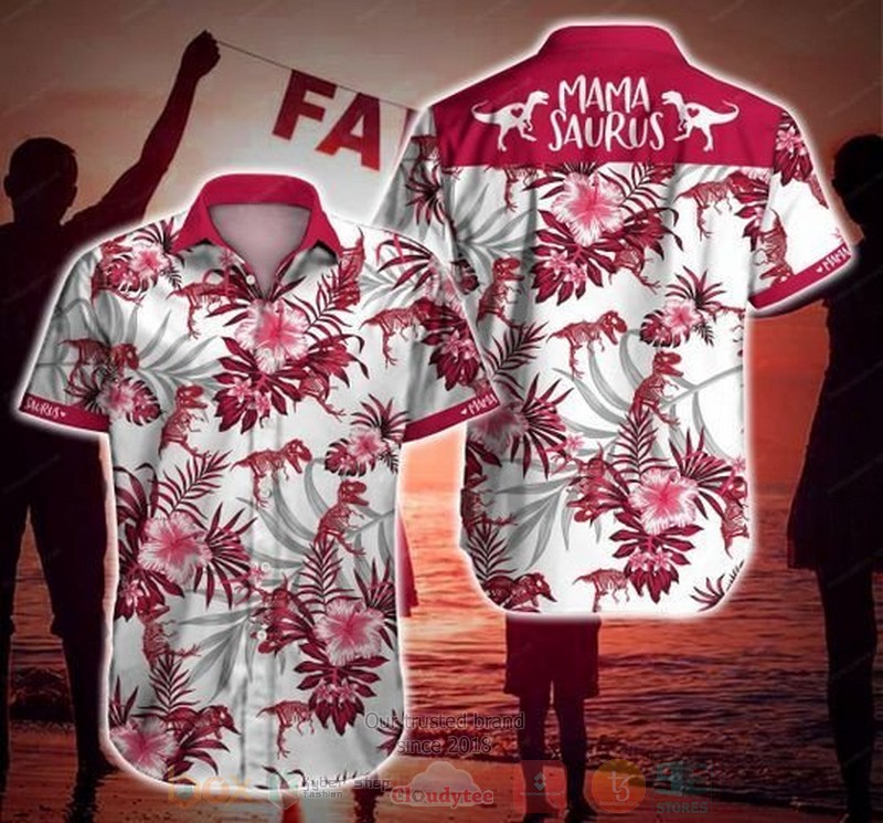 BEST Mamasaurus All Over Print Tropical Shirt 1 Mamasaurus Short Sleeve Hawaiian Shirt