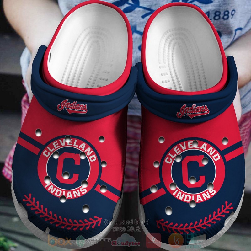 BEST Team MLB Cleveland Guardians Red-Navy Crocs Crocband Shoes 2 MLB Cleveland Guardians Red Navy Crocband Crocs Clog Shoes