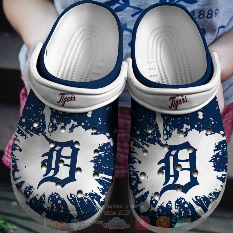 MLB Detroit Tigers White Navy Crocband Crocs Clog Shoes