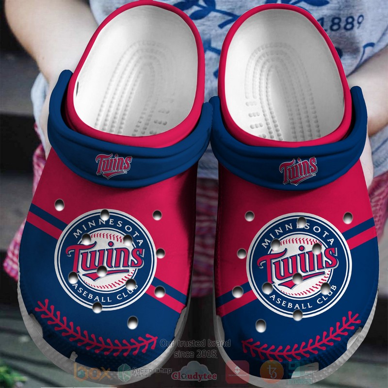 BEST Team MLB Minnesota Twins Red-Navy Crocs Crocband Shoes 2 MLB Minnesota Twins Red Navy Crocband Crocs Clog Shoes