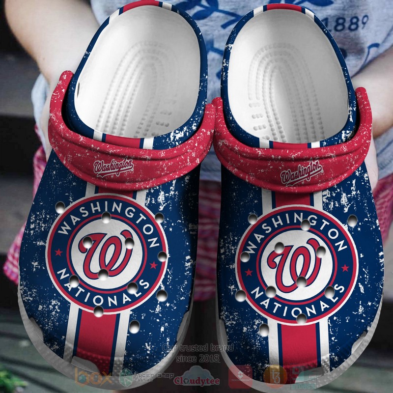 BEST Team MLB Washington Nationals Red-Navy Crocs Crocband Shoes 3 MLB Washington Nationals Red Navy Crocband Crocs Clog Shoes