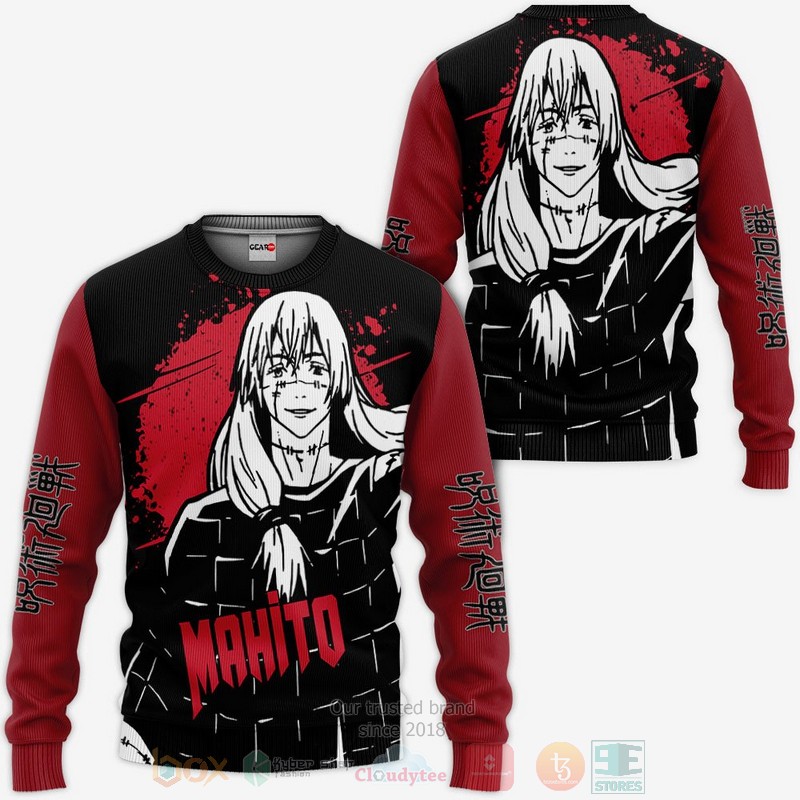 BEST Anime Mahito Custom Jujutsu Kaisen Red-Black All Over Print Hoodie-Bomber Jacket 2 Mahito Custom Jujutsu Kaisen Anime Red Black 3D Hoodie Bomber Jacket 1
