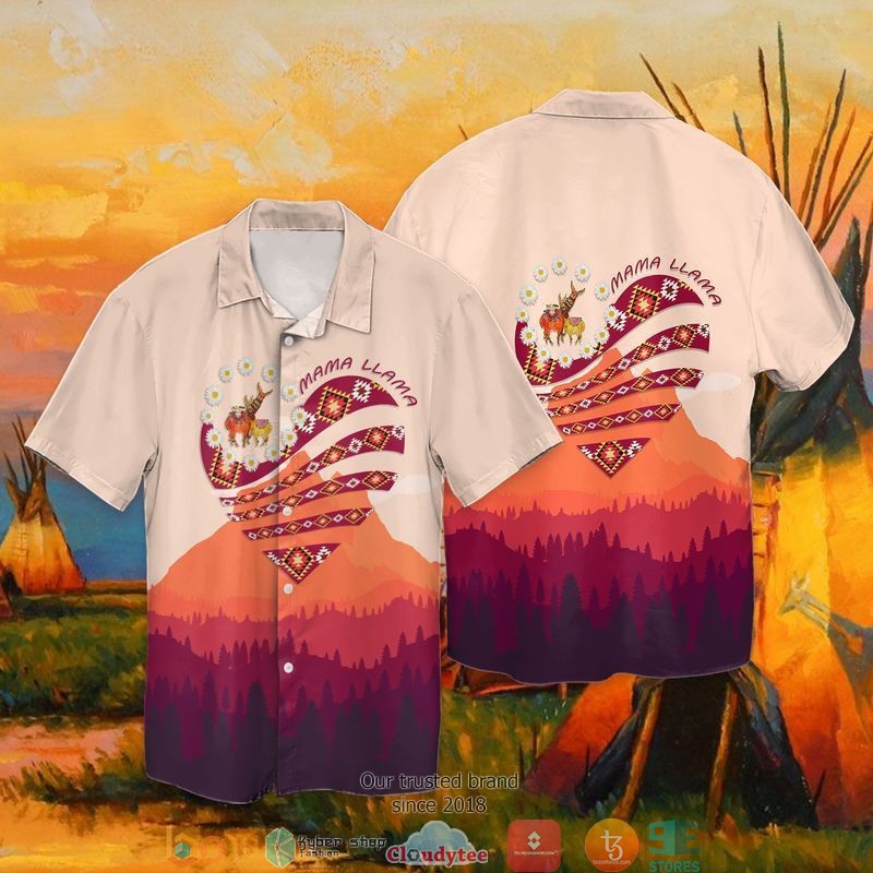 Mama Llama Short Sleeve Hawaiian Shirt 1 Mama Llama Short Sleeve Hawaiian Shirt