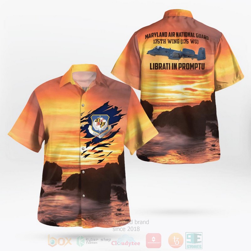 BEST Maryland Air National Guard 175th Wing 175 WG A-10C Thunderbolt II 3D Aloha Shirt word2