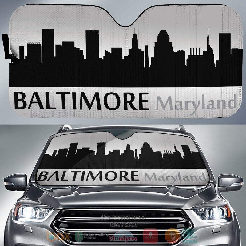 Maryland Baltimore Skyline Car Sunshade