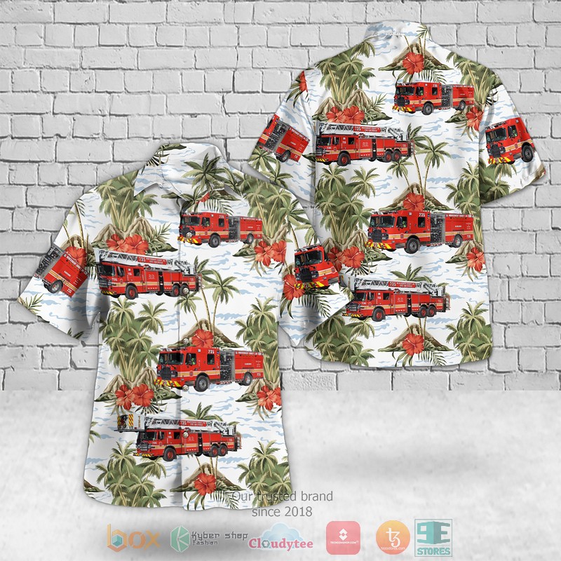 Maryland Clarksburg Fire Deparetment Station No.35 Hawaiian Shirt word3
