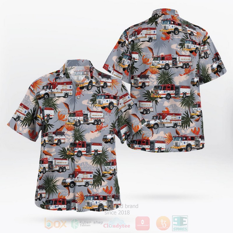 Maryland Howard County Department of Fire and Rescue Services Blue Hawaiian Shirt