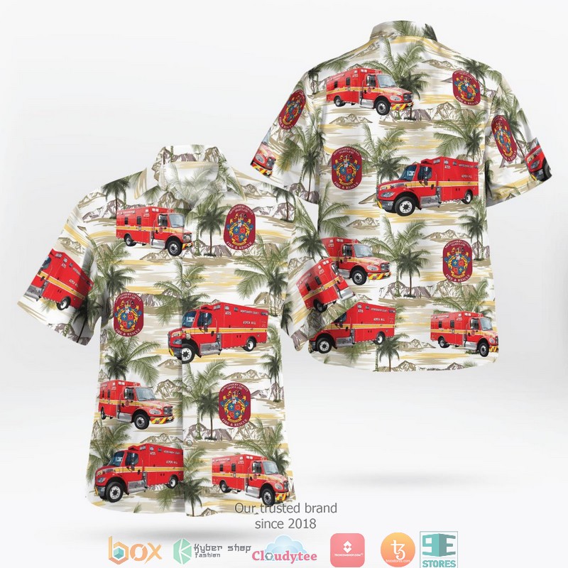 Maryland Montgomery County Fire and Rescue Service EMS Hawaiian Shirt word1