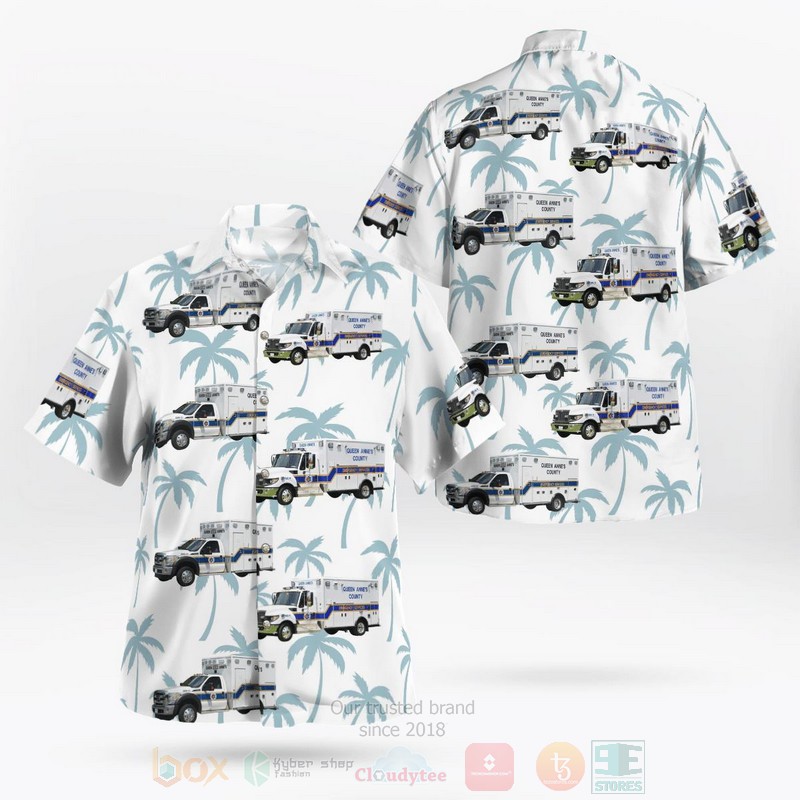 BEST Maryland, Queen Anne’s County Emergency Medical Services 3D Aloha Shirt word3