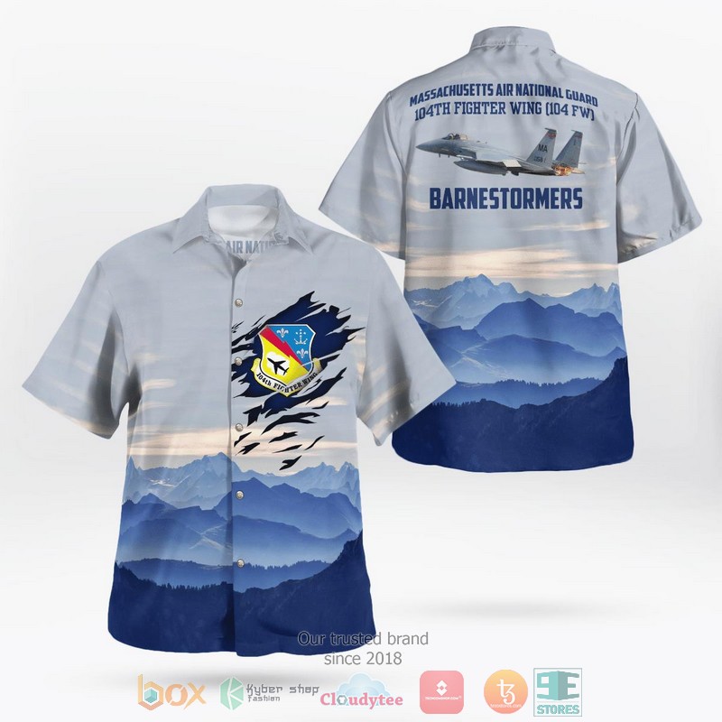 Massachusetts Air National Guard 104th Fighter Wing 104 FW F-15C Eagle Hawaiian Shirt word3
