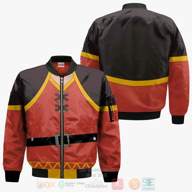 BEST Anime Megumin Uniform KonoSuba All Over Print Hoodie-Bomber Jacket 4 Megumin Uniform KonoSuba Anime 3D Hoodie Bomber Jacket 1 2 3